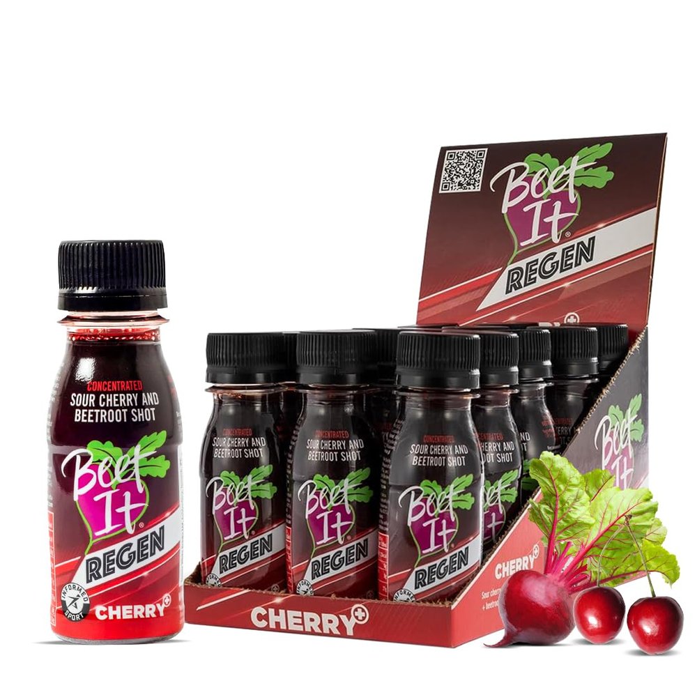 Beet It Regen Cherry+ Energy Shots 70ml  Beet Juice & Tart Cherry Juice Concentrate to Boost Muscle Recovery & Endurance  200mg Dietary Nitrates  Pack of 15