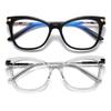 2 Pack Trendy TR90 Oversized Spring Hinges Blue Light Reading Glasses Women,Stylish Square Cat Eye Glasses Lightweight (black/clear, 2.75, multiplier_x) view 1