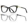 2 Pack Trendy TR90 Oversized Spring Hinges Blue Light Reading Glasses Women,Stylish Square Cat Eye Glasses Lightweight (black/clear, 2.75, multiplier_x) view 2