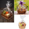 50 Packs Large Clear Cellophane Basket Bags 24" x 30" Cellophane Basket Gift Bags Heavy-duty Plastic Wrapping Paper for Gifts, Arts, Crafts, Treats, Gold Chiffon Ribbon view 4