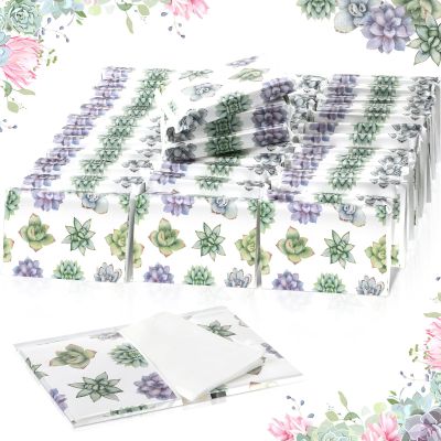 Geyee 50 Packs Tissue Travel Size Facial Paper Napkins Travel Packs Disposable Pocket Tissues for Wedding Guest Traveling School Purse Home Supplies, 500 Sheets 3 Ply(Succulent)