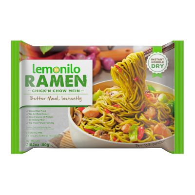 Lemonilo Ramen Healthy Instant Ramen Oven Baked Noodles with Spinach and Leek, Made with All-Natural Ingredients, Quick Meal Kit, Chick'n Chow Mein, Single Pack