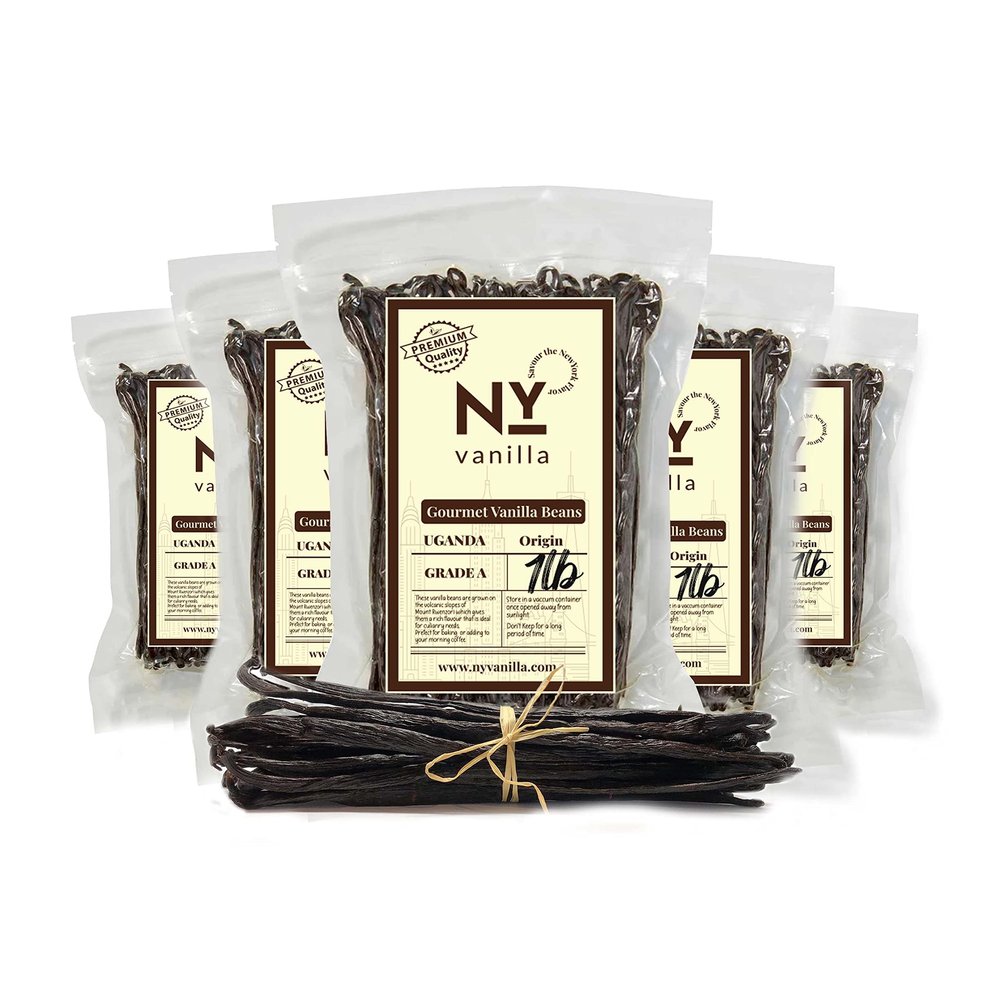 5 Lb. Bulk Vanilla Beans Grade A, Whole Bean Pods  For Restaurants and Home Baking, Natural Bean Pods for Making Vanilla Extract