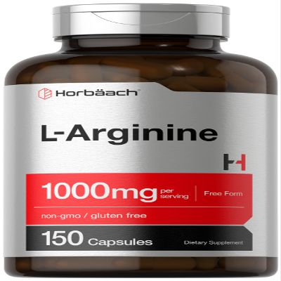 Horbach L Arginine 1000mg Capsules | 150 Powder Pills | Free Form | Non-GMO & Gluten Free Supplement