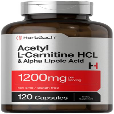 Horbach Acetyl L Carnitine HCL & Alpha Lipoic Acid 1200mg | 120 Capsules | ALC ALA Complex | Non-GMO & Gluten Free Supplement
