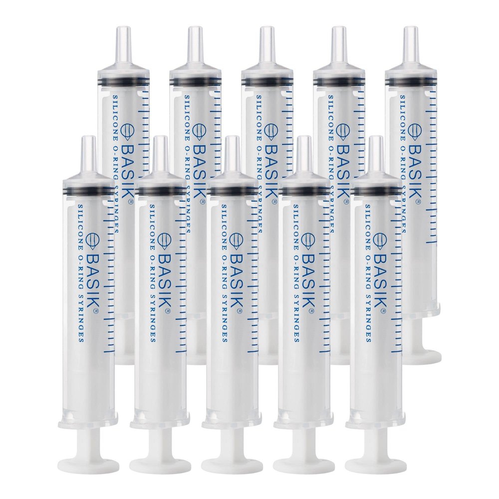 BASIK Silicone O Ring 5cc Reusable Feeding And Oral Syringe 10/Pack Caps Included Individually Wrapped For Hand Feeding Small Animals And Measurements