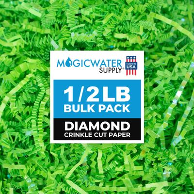 MagicWater Supply - 1/2 LB - Diamond Lime Green - Crinkle Cut Paper Shred Filler great for Gift Wrapping, Basket Filling, Birthdays, Weddings, Anniversaries