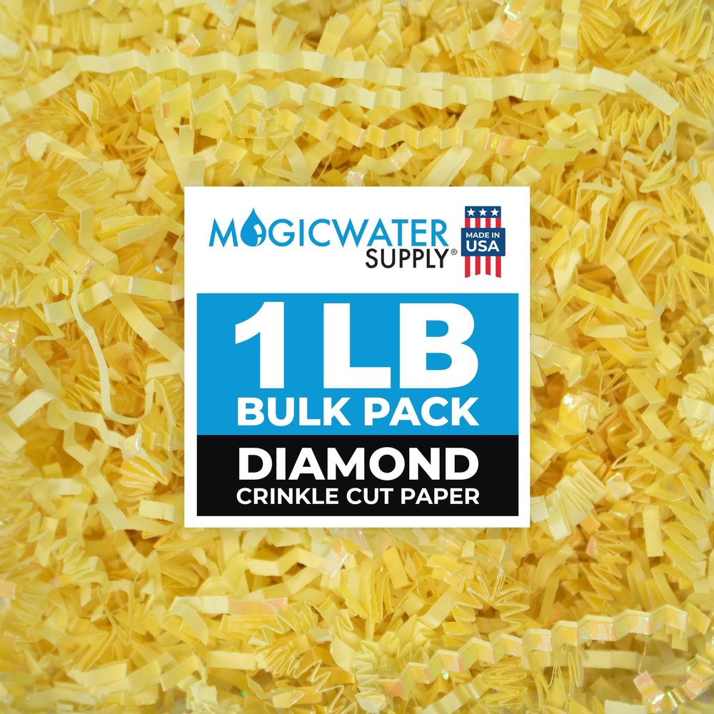 MagicWater Crinkle Cut Paper for Gift Baskets - 1LB Diamond Canary - Perfect for Shredded Paper Filler, Basket Filler, Gift Boxes, Bridesmaid Gifts,Christmas Stuffers & More  Ideal for All Occasions