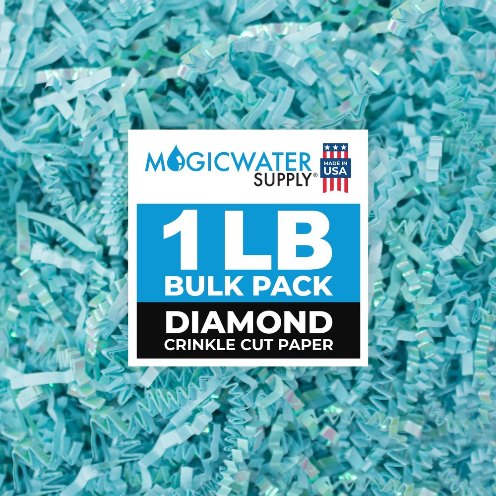 MagicWater Crinkle Cut Paper for Gift Baskets - 1LB Diamond Pastel Blue - Perfect for Shredded Paper Filler, Basket Filler, Gift Boxes, Bridesmaid Gifts, Christmas Stuffers & More Occasions