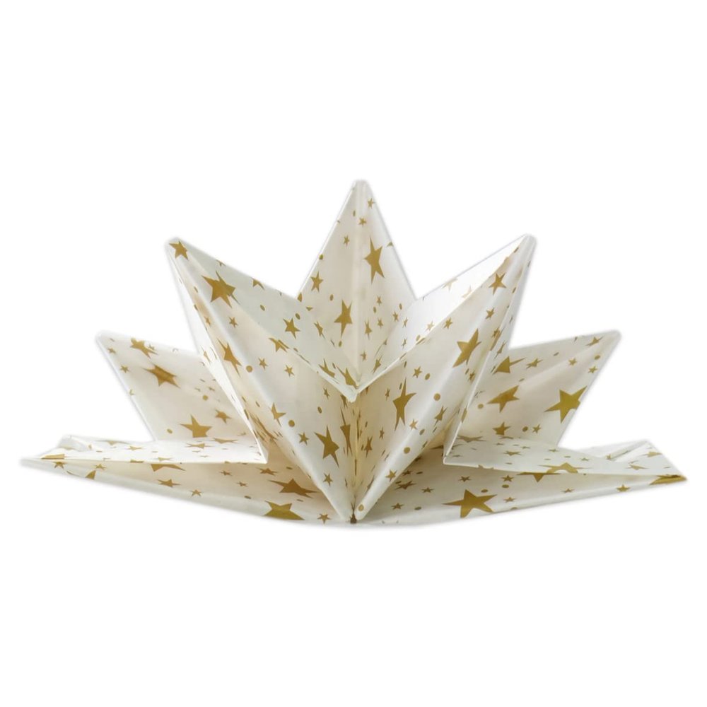 Fanxyware Star Shaped Origami Dinner Napkins with Gold Stars on White (Disposable) - 12 Pack, 23" x 15", 3-Ply Paper - Style Name: Pop Gaze
