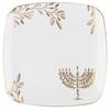 10" inch Square Plastic Plates Heavy Duty Plastic Hanukkah Dinner Plates with White Gold Chanukah Design Hanukkah Party Disposable Entree Plate China Like Blue Charger Plate Chanuka (50) view 1