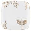 10" inch Square Plastic Plates Heavy Duty Plastic Hanukkah Dinner Plates with White Gold Chanukah Design Hanukkah Party Disposable Entree Plate China Like Blue Charger Plate Chanuka (30) view 1