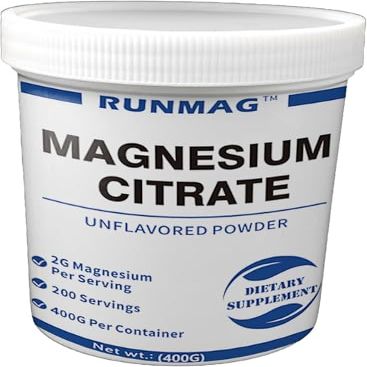 RUNMAG Food Grade Magnesium Citrate Powder, Vegan unflavored Magnesium Citrate Powder 400 Grams