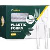 [400 Count] Heavy Duty Plastic Forks, Premium Disposable Clear Forks, Durable Plastic Cutlery for for Parties, Picnics, Big Event, Daily Use - Heat Resistant & BPA Free view 1
