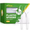 [400 Count] Heavy Duty Plastic Spoons, Premium Disposable Spoons, Durable Plastic Cutlery for for Parties, Picnics, Big Event, Daily Use - Heat Resistant & BPA Free - Clear view 1