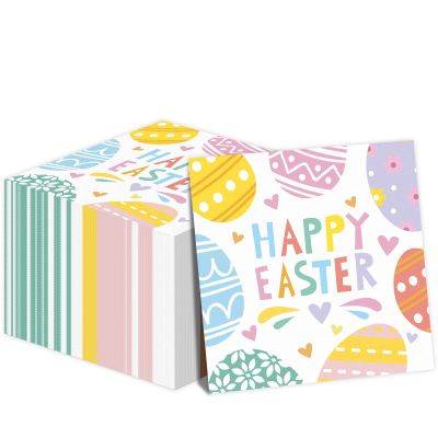 50PCS Easter Napkins - Colorful Eggs Party Napkins for Luncheons, Dinners & Celebrations
