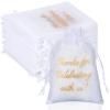 100 Pcs Wedding Favor Bags Mesh Thank You Gift Bags with Drawstring Sheer Mesh Organza Wedding Thank You Gifts Bag for Guests Goodie Jewelry Candy for Bridal Shower, Anniversary(4 x 6 Inch,White) view 1