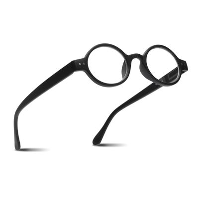 2SeeLife Small Round TR-90 Reading Glasses for Men & Women - Narrow-Medium Fit, Sturdy Frame, Spring Hinges, Retro Readers, Black, +0.50