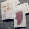 100% Natural Jade Stone Gua Sha Board Massage Rose Quartz Guasha Plate Jade Tools,Pink-2 with Box view 1