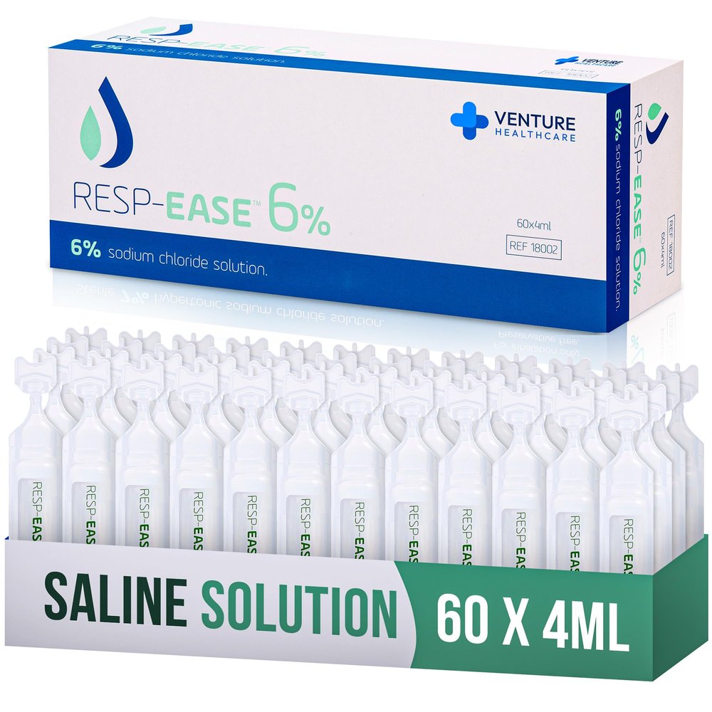 Resp-Ease 6% Saline Solution for Nebulizer and Moisturizing of The Airways - Sodium Chloride 6% for Nose & Eyes, Nasal Cleanse for Adults and All Ages - 240ml / 8.12 fl oz
