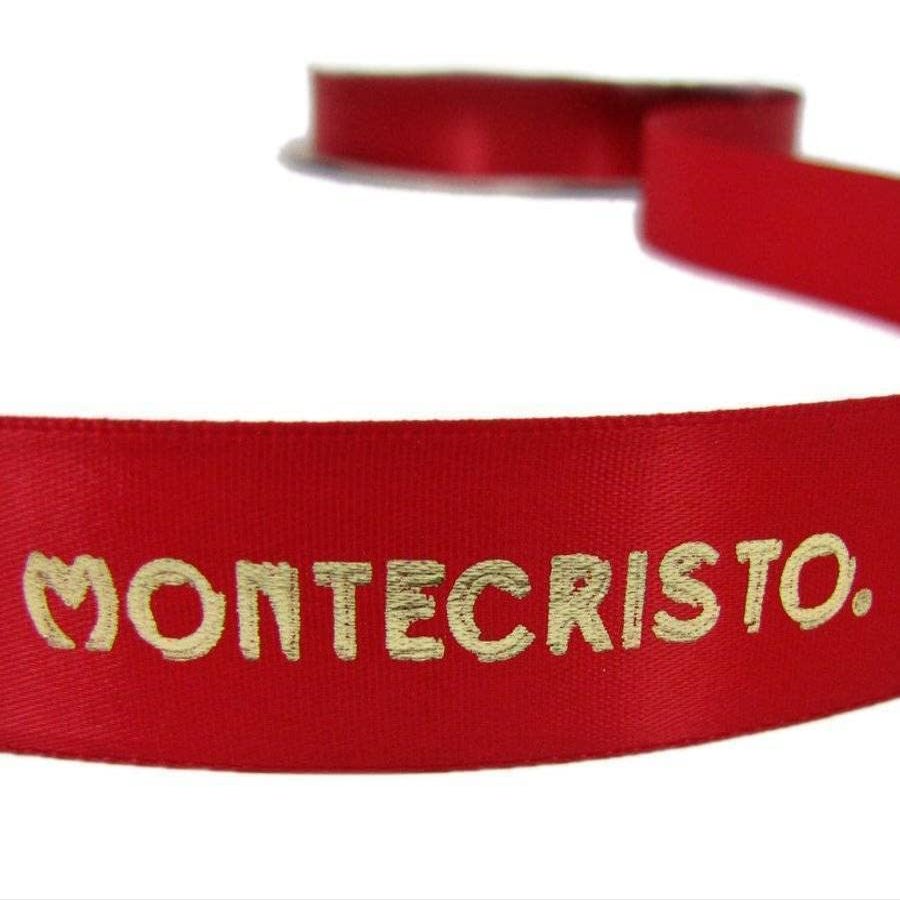 3 Yards 100% Authentic Montecristo Cigar Red Satin Gold Lettering Ribbon 7/8''W