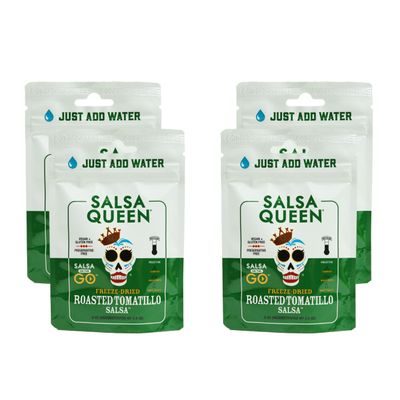 Salsa Queen Gourmet Freeze-Dried Roasted Tomatillo Salsa | Fresh Ingredients | 3+ year life | No Refrigeration Needed | Vegan, Keto, and Gluten Free | Camping, Travel, Outdoors, Space Travel