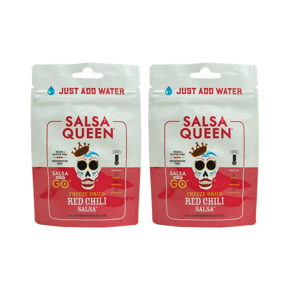 Salsa Queen Gourmet Freeze-Dried Red Chili Salsa | Fresh Ingredients | 3+ year life | No Refrigeration Needed | Vegan, Keto, and Gluten Free | Camping, Travel, Outdoors, Space Travel