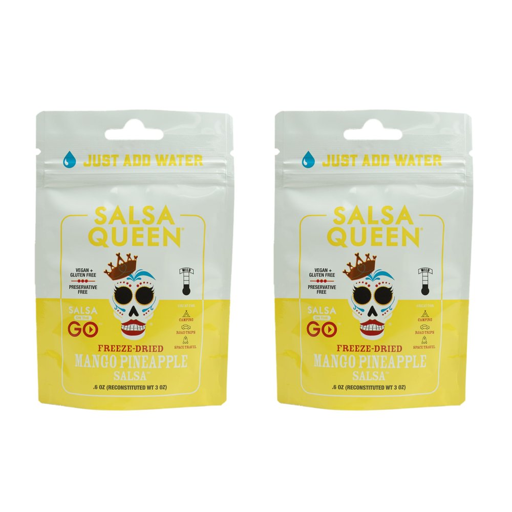 Salsa Queen Gourmet Freeze-Dried Mango Pineapple Salsa | Fresh Ingredients | 3+ year life | No Refrigeration Needed | Vegan, Keto, and Gluten Free | Camping, Travel, Outdoors, Space Travel