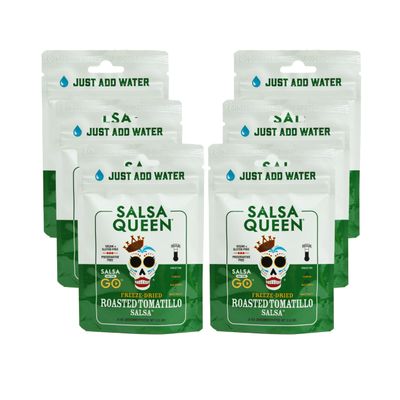 Salsa Queen Gourmet Freeze-Dried Roasted Tomatillo Salsa | Fresh Ingredients | 3+ year life | No Refrigeration Needed | Vegan, Keto, and Gluten Free | Camping, Travel, Outdoors, Space Travel