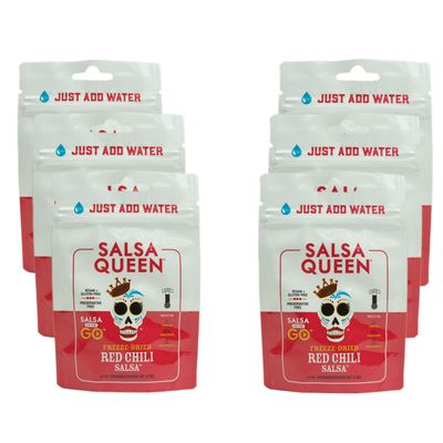 Salsa Queen Gourmet Freeze-Dried Red Chili Salsa | Fresh Ingredients | 3+ year life | No Refrigeration Needed | Vegan, Keto, and Gluten Free | Camping, Travel, Outdoors, Space Travel