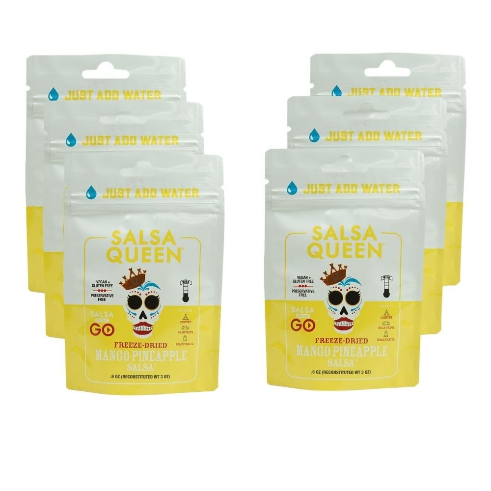 Salsa Queen Gourmet Freeze-Dried Mango Pineapple Salsa | Fresh Ingredients | 3+ year life | No Refrigeration Needed | Vegan, Keto, and Gluten Free | Camping, Travel, Outdoors, Space Travel