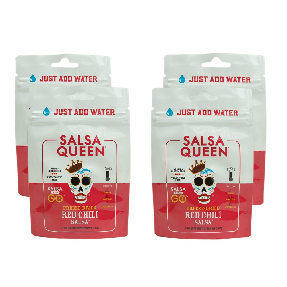 Salsa Queen Gourmet Freeze-Dried Red Chili Salsa | Fresh Ingredients | 3+ year life | No Refrigeration Needed | Vegan, Keto, and Gluten Free | Camping, Travel, Outdoors, Space Travel