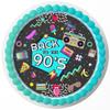 Back To 90s Party Disco Retro Nostalgia Edible Cake Topper Image Personalized Birthday Sheet Party Decoration Round view 1