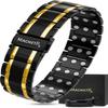MagnetRX 3X Strength Titanium Magnetic Bracelet  Magnetic Bracelets for Men  Premium Fold-Over Clasp and Adjustable Length with Sizing Tool (Black/Gold) view 1
