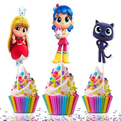 10 pcs True Rainbow Kingdom Cupcake Toppers - Colorful Party Decorations for True Fans