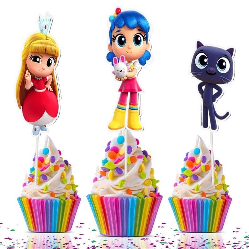 10 pcs True Rainbow Kingdom Cupcake Toppers - Colorful Party Decorations for True Fans