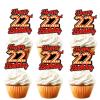 18pcs Happy 22nd Birthday Dessert Cupcake Topper Fluorescent Flashing Night Out Hen Movie Nightclub Theme Decor Supplies Boy Girl Happy Birthday Party Decorations Red Glitter view 1