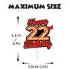 18pcs Happy 22nd Birthday Dessert Cupcake Topper Fluorescent Flashing Night Out Hen Movie Nightclub Theme Decor Supplies Boy Girl Happy Birthday Party Decorations Red Glitter view 4
