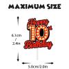 18pcs Happy 10th Birthday Dessert Cupcake Topper Fluorescent Flashing Night Out Hen Movie Nightclub Theme Decor Supplies Boy Girl Happy Birthday Party Decorations Red Glitter view 4