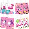 12pcs Sleepover Party Decorations Supplies Sleepover Theme Paper Gift Candy Goodie Treat Bags Slumber Glamper Pajama Pink Party Essentials Favor Bags with Handle for Girls view 1