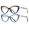 2Pack Fashion Cat Eye Ladies Spring hinge Readers,Blue Light Blocking Computer Reading Glasses for Women (black/blue, 1.25, multiplier_x) view 2