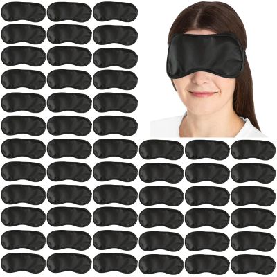 100PCS Sleep Masks Blindfold Eye Masks with Adjustable Strap for Women Men Eye Shade Cover for Travel Team Building Airplane (Black)