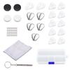 5 Pack Silver Rubber Covered Nose Pads, 2 Small Air Chamber Eyeglass Nose Pads 10 Hard Silicone Nose Pads 1 Black Round Ear Hook,1 Pair White, 1 Piece of Glasses Cleaning Cloth, Screw, Screwdriver view 1