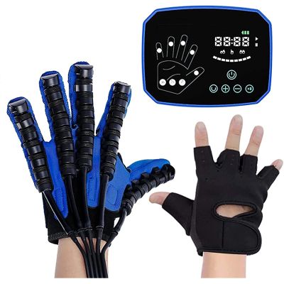 AAGAZA Rehabilitation Robot Gloves, Finger Rehabilitation Stroke Hand Training, with Strength Adjust, LCD Display, for Long-Term Relief Finger Cramps/2171 (Color : Left, Size : Extra Large)