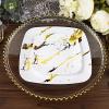 10 White Gold Metallic Marble Square Disposable Salad Dinner Plastic Plates Wedding Party Events Catering Tableware Decorations view 4