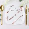 10 White Rose Gold Metallic Marble Square Disposable Salad Dinner Plastic Plates Wedding Party Events Catering Tableware Decorations view 2