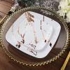 10 White Rose Gold Metallic Marble Square Disposable Salad Dinner Plastic Plates Wedding Party Events Catering Tableware Decorations view 4