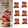 18pcs Happy 15th Birthday Dessert Cupcake Topper Fluorescent Flashing Night Out Hen Movie Nightclub Theme Decor Supplies Boy Girl Happy Birthday Party Decorations Red Glitter view 2