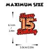 18pcs Happy 15th Birthday Dessert Cupcake Topper Fluorescent Flashing Night Out Hen Movie Nightclub Theme Decor Supplies Boy Girl Happy Birthday Party Decorations Red Glitter view 4