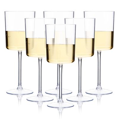 Ciaell 6 Pack Plastic Wine Glasses - 10 Oz Plastic Disposable Wine Glasses with Stem Perfect for Parties & Weddings & Poolside & Outdoors & Camping